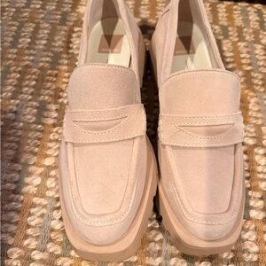 Dolce Vita Suede Platform Penny Loafers - cream/ivory